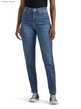 High Rise Mom Jeans Straight Leg Stretch Denim 5-Pocket